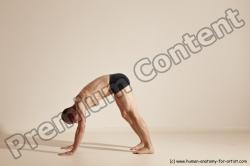 Underwear Gymnastic poses Man White Slim Bald Dancing Dynamic poses Academic