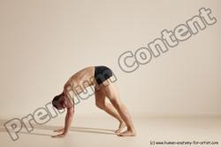 Underwear Gymnastic poses Man White Slim Bald Dancing Dynamic poses Academic