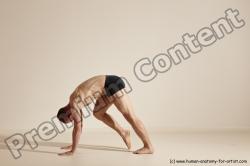 Underwear Gymnastic poses Man White Slim Bald Dancing Dynamic poses Academic