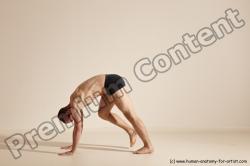 Underwear Gymnastic poses Man White Slim Bald Dancing Dynamic poses Academic