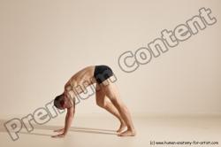 Underwear Gymnastic poses Man White Slim Bald Dancing Dynamic poses Academic