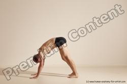 Underwear Gymnastic poses Man White Slim Bald Dancing Dynamic poses Academic