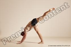 Underwear Gymnastic poses Man White Slim Bald Dancing Dynamic poses Academic