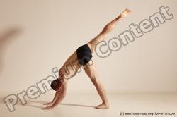 Underwear Gymnastic poses Man White Slim Bald Dancing Dynamic poses Academic