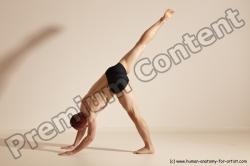 Underwear Gymnastic poses Man White Slim Bald Dancing Dynamic poses Academic