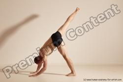 Underwear Gymnastic poses Man White Slim Bald Dancing Dynamic poses Academic