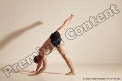 Underwear Gymnastic poses Man White Slim Bald Dancing Dynamic poses Academic