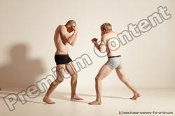 Underwear Martial art Man - Man White Moving poses Slim Short Blond Dynamic poses Academic