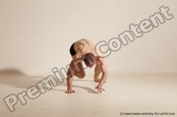 Underwear Gymnastic poses Man White Slim Bald Dancing Dynamic poses Academic