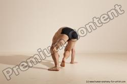 Underwear Gymnastic poses Man White Slim Bald Dancing Dynamic poses Academic