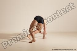 Underwear Gymnastic poses Man White Slim Bald Dancing Dynamic poses Academic