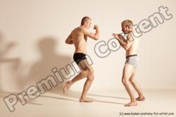 Underwear Martial art Man - Man White Moving poses Athletic Short Brown Dynamic poses Academic