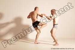 Underwear Martial art Man - Man White Moving poses Athletic Short Brown Dynamic poses Academic