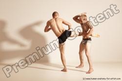 Underwear Martial art Man - Man White Moving poses Athletic Short Brown Dynamic poses Academic