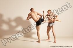 Underwear Martial art Man - Man White Moving poses Athletic Short Brown Dynamic poses Academic