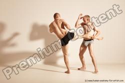 Underwear Martial art Man - Man White Moving poses Athletic Short Brown Dynamic poses Academic