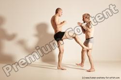 Underwear Martial art Man - Man White Moving poses Athletic Short Brown Dynamic poses Academic