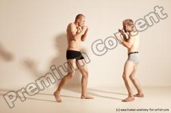 Underwear Martial art Man - Man White Moving poses Athletic Short Brown Dynamic poses Academic