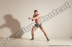 Underwear Martial art Man White Moving poses Athletic Short Brown Dynamic poses Academic