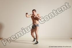 Underwear Martial art Man White Moving poses Athletic Short Brown Dynamic poses Academic