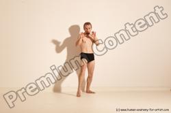 Underwear Martial art Man White Moving poses Slim Short Blond Dynamic poses Academic