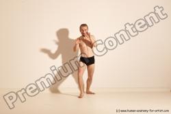 Underwear Martial art Man White Moving poses Slim Short Blond Dynamic poses Academic