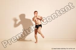 Underwear Martial art Man White Moving poses Slim Short Blond Dynamic poses Academic