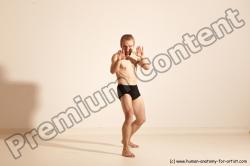 Underwear Martial art Man White Moving poses Slim Short Blond Dynamic poses Academic