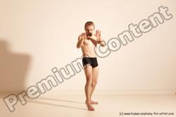 Underwear Martial art Man White Moving poses Slim Short Blond Dynamic poses Academic