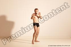 Underwear Martial art Man White Moving poses Slim Short Blond Dynamic poses Academic