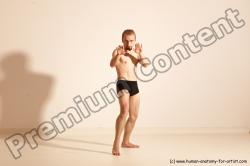 Underwear Martial art Man White Moving poses Slim Short Blond Dynamic poses Academic