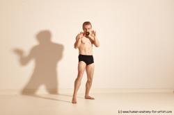 Underwear Martial art Man White Moving poses Athletic Short Blond Dynamic poses Academic