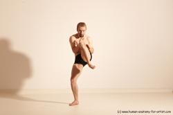 Underwear Martial art Man White Moving poses Athletic Short Blond Dynamic poses Academic