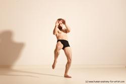 Underwear Martial art Man White Moving poses Athletic Short Blond Dynamic poses Academic