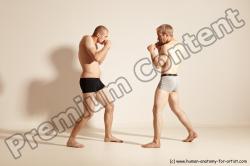 Underwear Martial art Man - Man White Moving poses Slim Short Blond Dynamic poses Academic