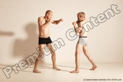 Underwear Martial art Man - Man White Moving poses Slim Short Blond Dynamic poses Academic