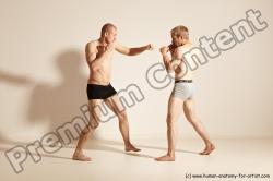 Underwear Martial art Man - Man White Moving poses Slim Short Blond Dynamic poses Academic