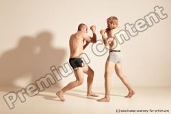 Underwear Martial art Man - Man White Moving poses Slim Short Blond Dynamic poses Academic