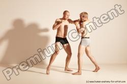 Underwear Martial art Man - Man White Moving poses Slim Short Blond Dynamic poses Academic