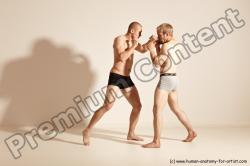 Underwear Martial art Man - Man White Moving poses Slim Short Blond Dynamic poses Academic