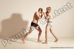 Underwear Martial art Man - Man White Moving poses Slim Short Blond Dynamic poses Academic