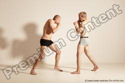 Underwear Martial art Man - Man White Moving poses Slim Short Blond Dynamic poses Academic