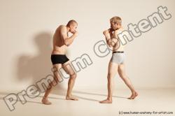 Underwear Martial art Man - Man White Moving poses Slim Short Blond Dynamic poses Academic