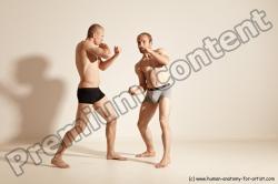 Underwear Martial art Man - Man White Moving poses Slim Short Blond Dynamic poses Academic