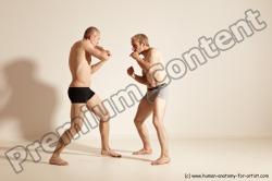 Underwear Martial art Man - Man White Moving poses Slim Short Blond Dynamic poses Academic