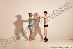 Underwear Woman - Man White Slim Short Brown Dancing Dynamic poses Academic