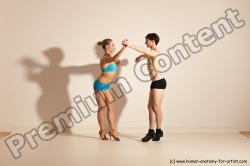 Underwear Woman - Man White Slim Short Brown Dancing Dynamic poses Academic