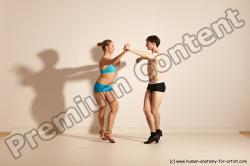 Underwear Woman - Man White Slim Short Brown Dancing Dynamic poses Academic