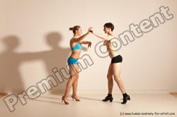 Underwear Woman - Man White Slim Short Brown Dancing Dynamic poses Academic