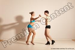 Underwear Woman - Man White Slim Short Brown Dancing Dynamic poses Academic